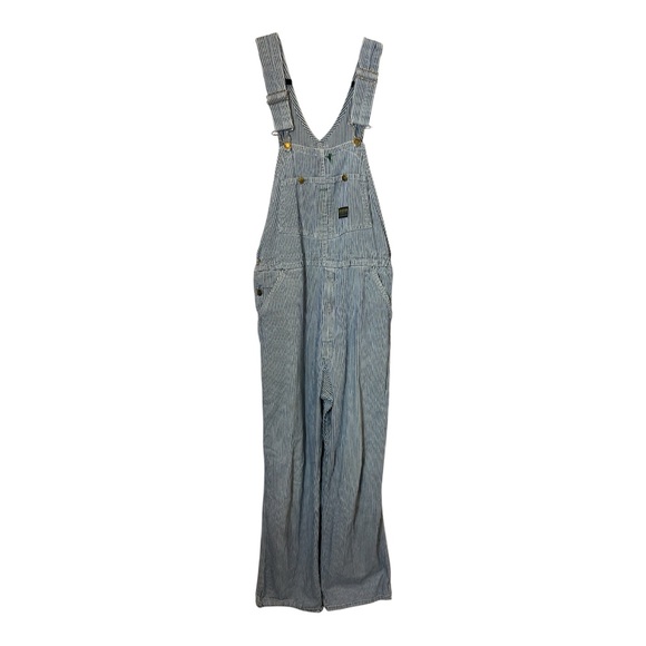 Vintage Osh Kosh Railroad Stripe Union Made Blue Denim Overalls USA Vestbak - Picture 1 of 14